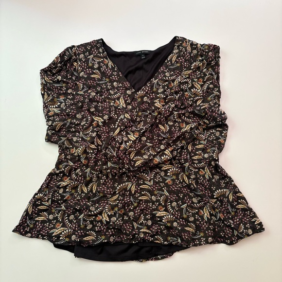 Lane Bryant Lined Floral Peplum Blouse Plus Size - Picture 7 of 11